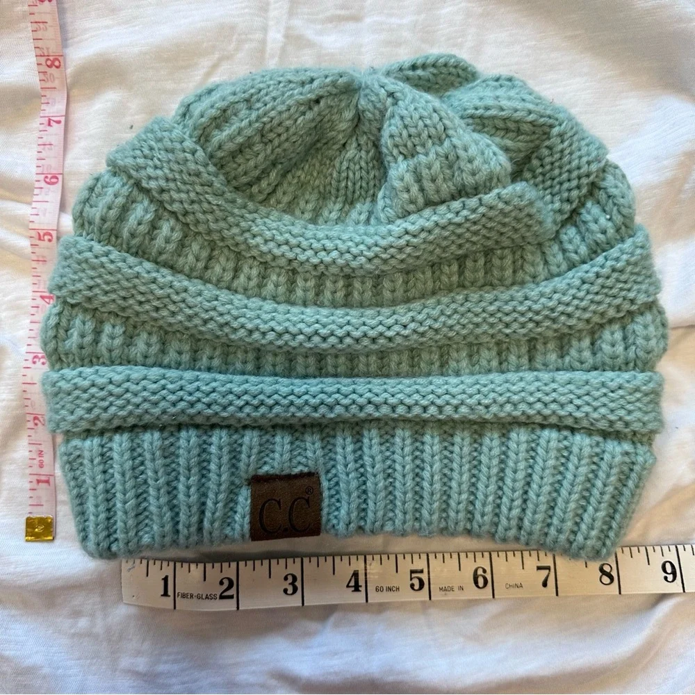 Classic CC Beanie Sage HAT20A teal winter warmth boho acrylic woven chunky knit